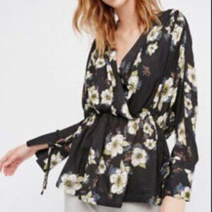 Free People Tucson Dreams Floral Black Tunic Top